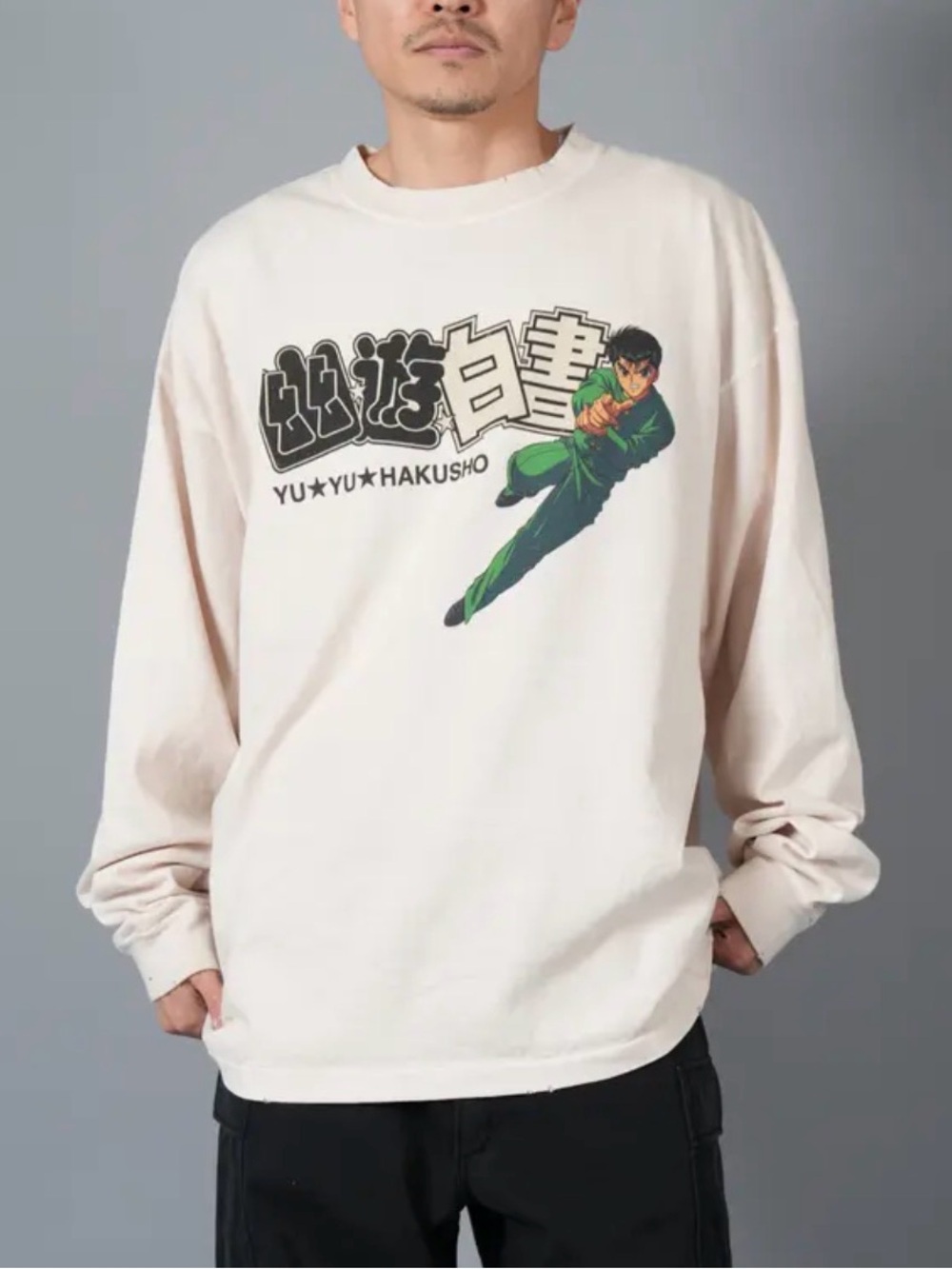 NWT Yu Yu Hakusho Graphic Long-Sleeve Tee - Cream